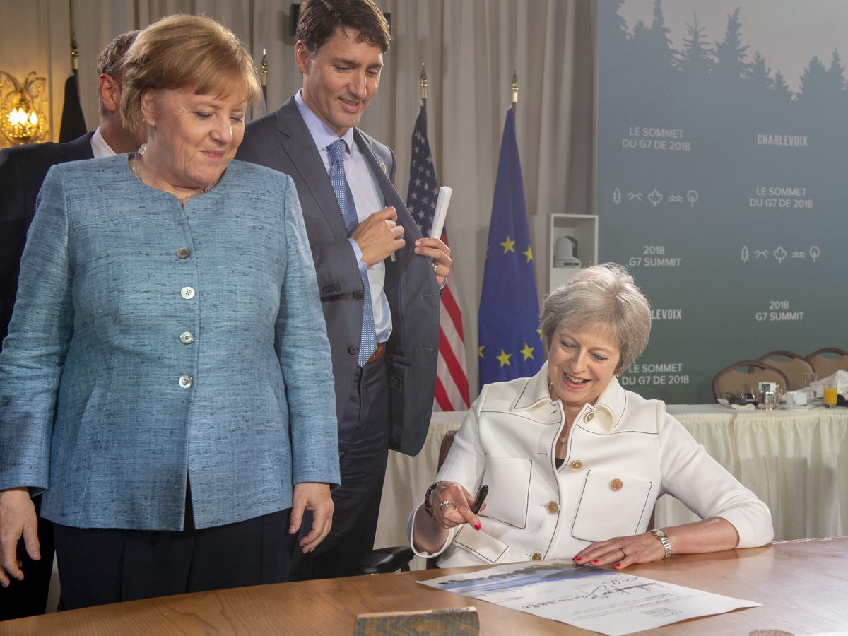 PM @Theresa_May has been meeting world leaders on the second day of the #G7 summit.