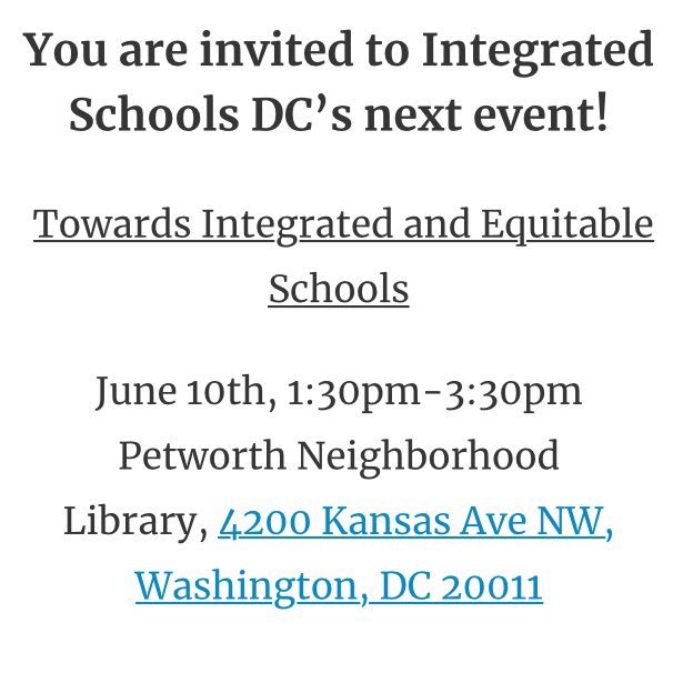 diverse_schools's tweet image. Join the conversation about #schoolintegration in DC tomorrow afternoon (6/10) at 1:30pm. RSVP at facebook.com/events/7407664… @integratedschls