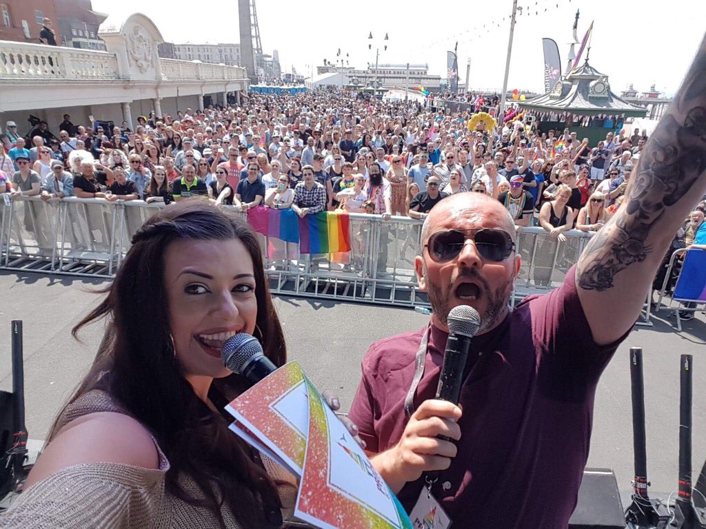 GHRLancs's tweet photo. Scott and Stacey officially open Blackpool Pride 2018!! Loads on today just next to the Metropole πππ - Don't forget the new Breakfast Show starts Monday 18th June β€οΈ#BlackpoolPride #PrideBPL2018 https://t.co/yG5h0xmv1G