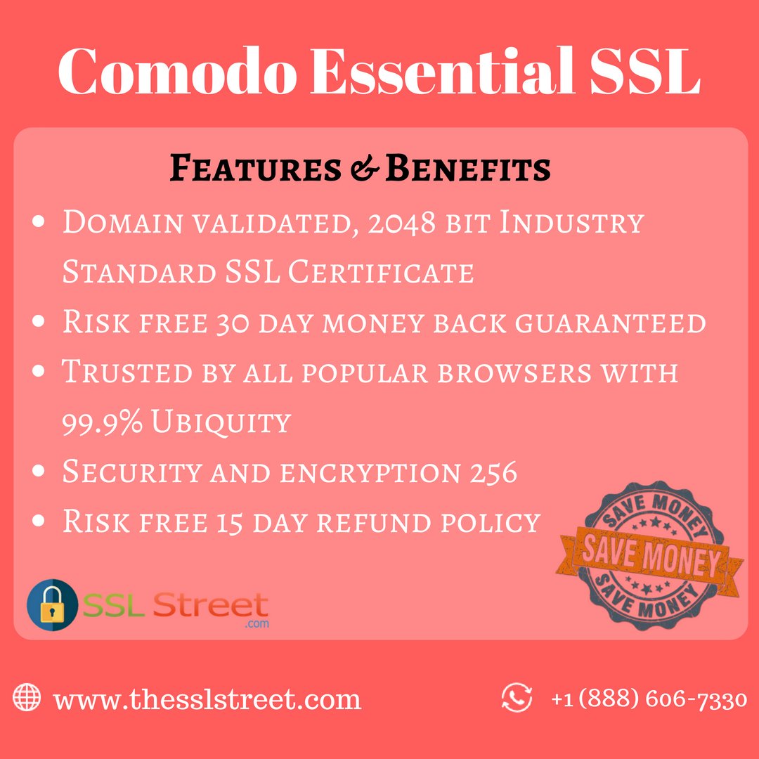 thesslstreet's tweet image. If that you have a Medium/Small level website and you need to convey fundamental web security to your clients, comodo Essential SSL characterizes a very good decision.
Click Here: goo.gl/ymAHso
#sslcertificates #sslsecurity #comodoessentialssl #internetsecurity