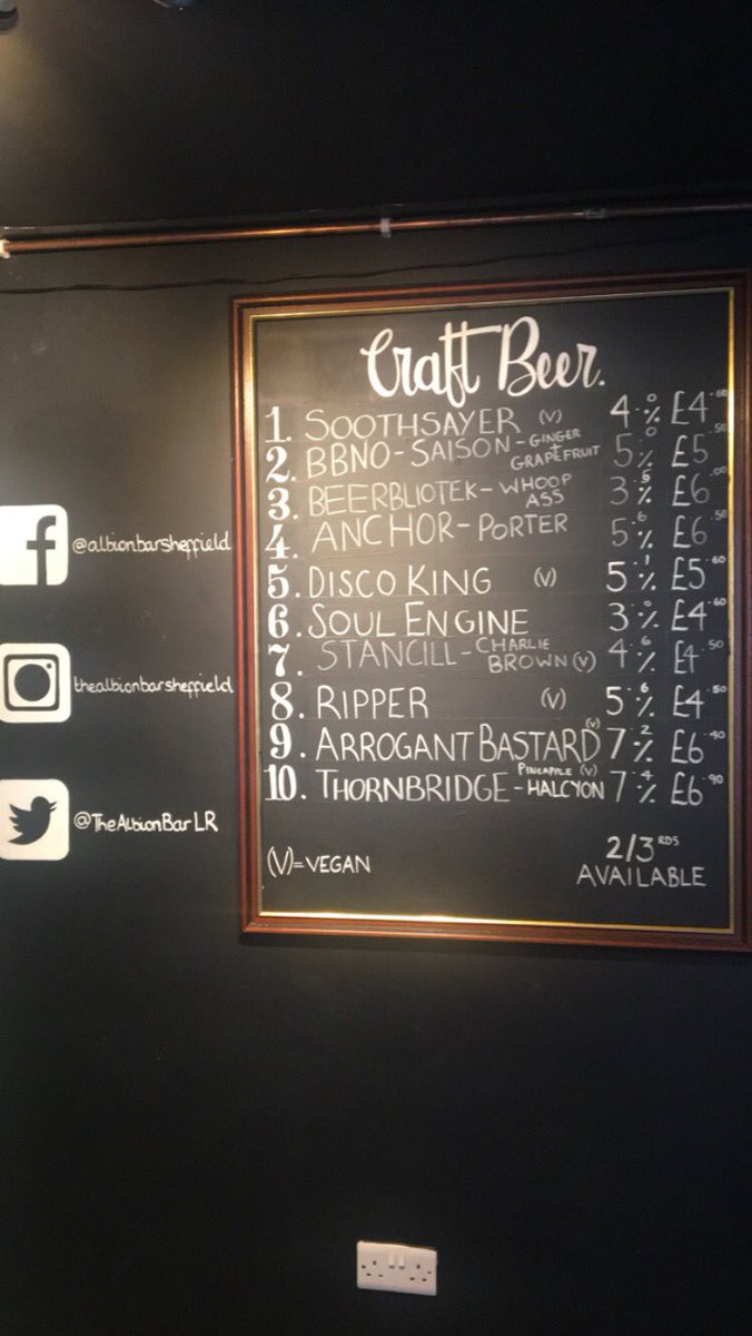 TheAlbionBarLR's tweet photo. Current craft wall and full spirits list! #sheffieldissuper #sheffieldpubs #londonroad https://t.co/TOlJSYPvOI