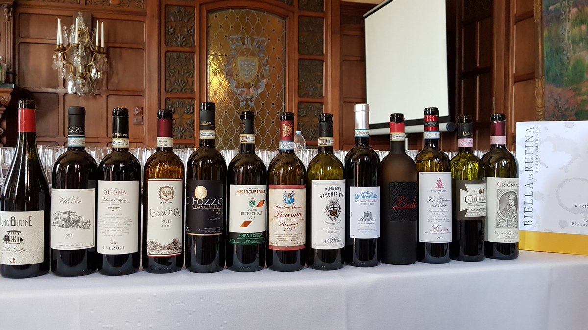 KerinOKeefe's tweet photo. #Biella vs #Rufina: similarities and differences. Loved conducting this Master Class on Biella (Nebbiolo) vs Rufina (Sangiovese) today at the stupendous Villa Era. Fantastic wines. Thank you to all the producers, writers &amp; trade who attended! https://t.co/rAwdIfUbXw