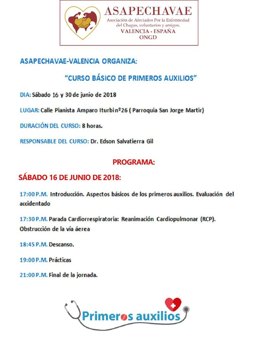 josesitori's tweet photo. "CURSO PRIMEROS AUXILIOS GRATUITO"
ABIERTO A AQUELLAS PERSONAS QUE QUIERAN AMPLIAR SUS CONOCIMIENTOS EN PRIMEROS AUXILIOS.
ENVIA UN WHATSAPP A MANU 644964805, NOMBRE Y APELLIDOS, DNI, NIE, PASAP
CURSO PATROCINADO POR "DULCE BOCADO" https://t.co/a2NjFYu1AF
Quedan pocas plazas. https://t.co/OKjpRKdTld
