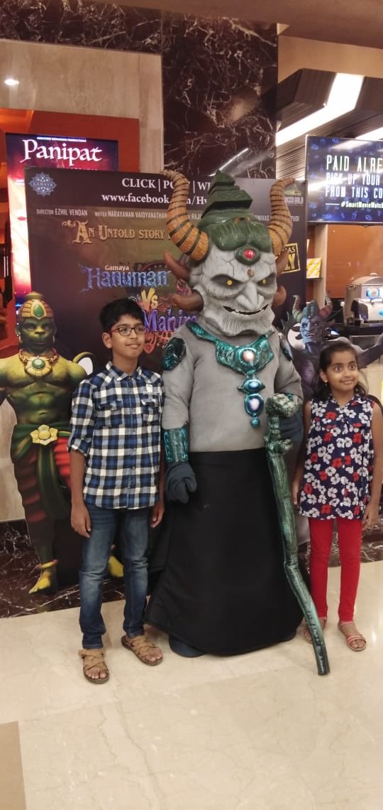 rohan_m01's tweet photo. #HanumanVsMahiravana at @_PVRCinemas , Hyderabad !!! @yrf @greengoldtv @hvm_movie @RajivChilaka @srini_cc @blaxmipati #SamirJain #06July18 https://t.co/9mOgtPXaKP
