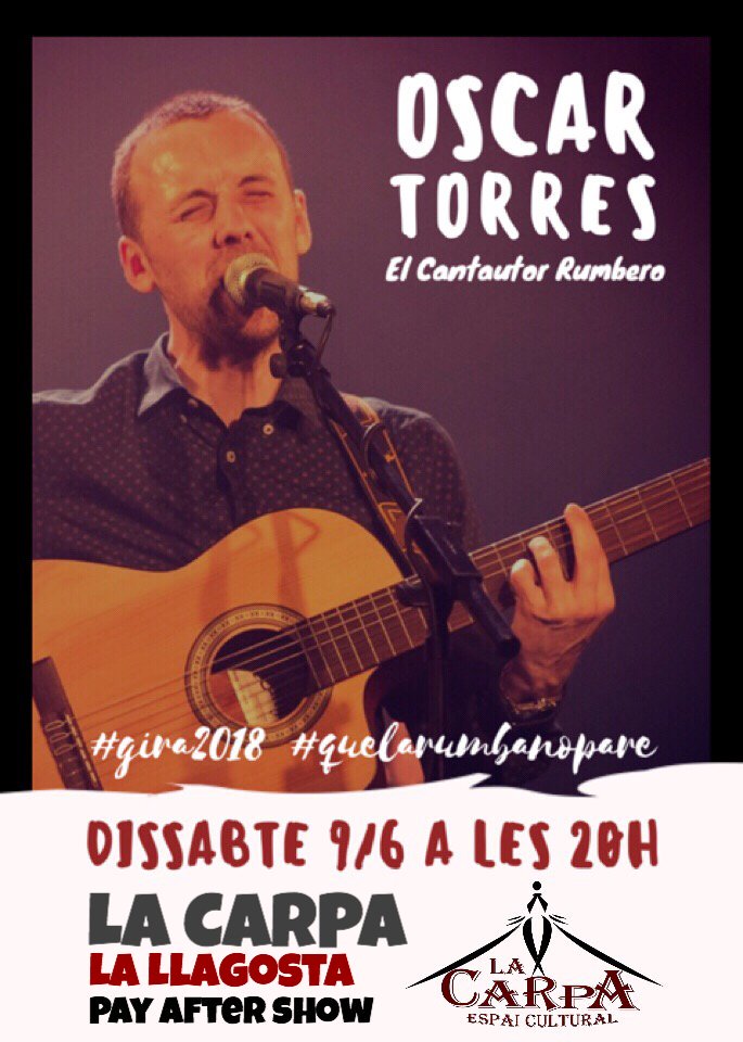 LaCarpaEC's tweet photo. Avui tenim #rumba amb @oscartorresband ! Us ho perdreu? #quelarumbanopare #gira2018 #avui 
¡Hoy tenemos Rumba con Óscar Torres! ¿Os lo perderéis? #hoy #cultura 

Puedes reservar online en:

https://t.co/QM2gtOPy70 https://t.co/MHKrYFVUS1