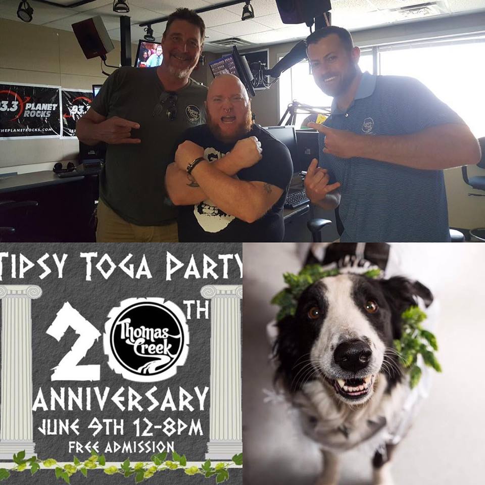 Free 12-8PM
2 Wrist Bands at front
Legal Sippers and Kids & DD
Prizes Best Toga - Human- Dog-Group 
@GvilleHumane on Adoptables
DJRehab @htmusic @933theplanet #gvlfoodtrucks  
20 BEERS for 20 YEARS
As always, 3 beers a visit 
@TCHomebrewShop til 12Noon 
Shuttle  Drop Dogs off 1st