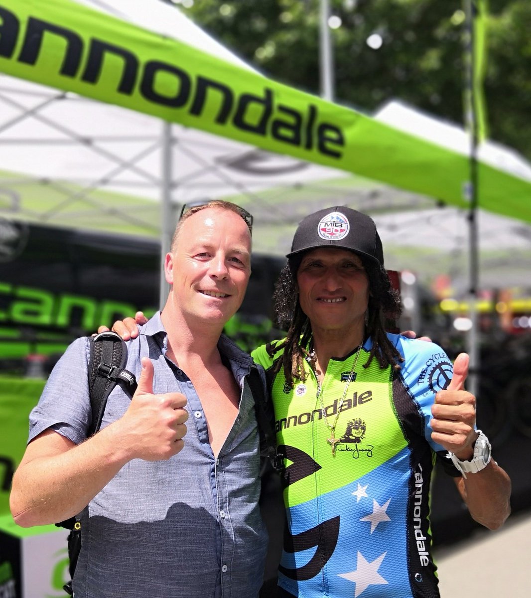 mtbgenie's tweet photo. Caught up with my old friend #TinkerJuarez @RideCannondale @SeaOtterEurope talked about our epic ride @GrandRaidBCVS #oldgold #mistsoftime https://t.co/PfJbnBsqd3