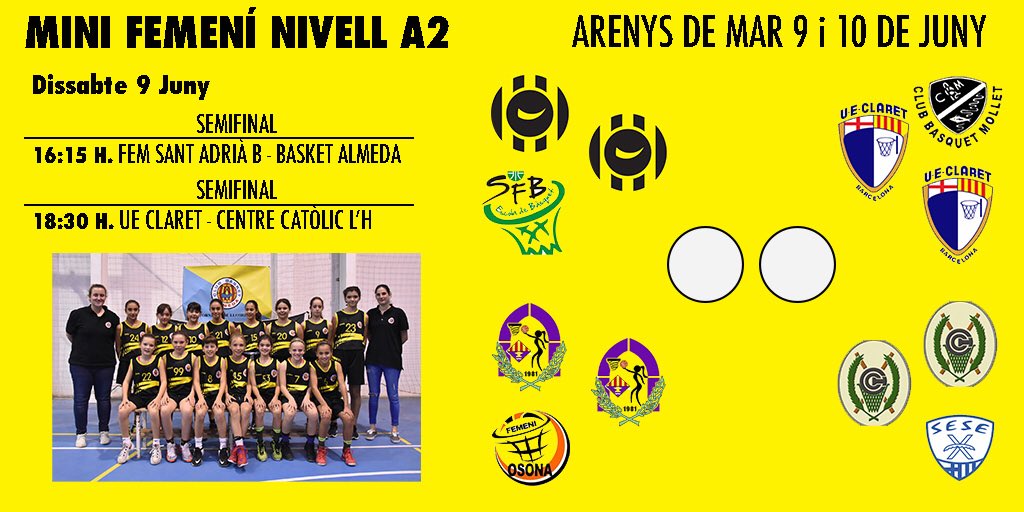ASRBasketAlmeda's tweet photo. Nova #finala4 pels equips del @FemBasketAlmeda aquesta temporada!!
En 1 hora el #MF07 jugarà la primera semifinal!! Moltes ganes i màxima il·lusió!!
🏀 #MF07ALM - @FemSantAdria
⌚️ 16:15
📍 Pavelló Fons les Creus. Arenys de Mar
#adnAlmeda #FaseFinalMF2018 #ontour https://t.co/zZ3oFbnFbW