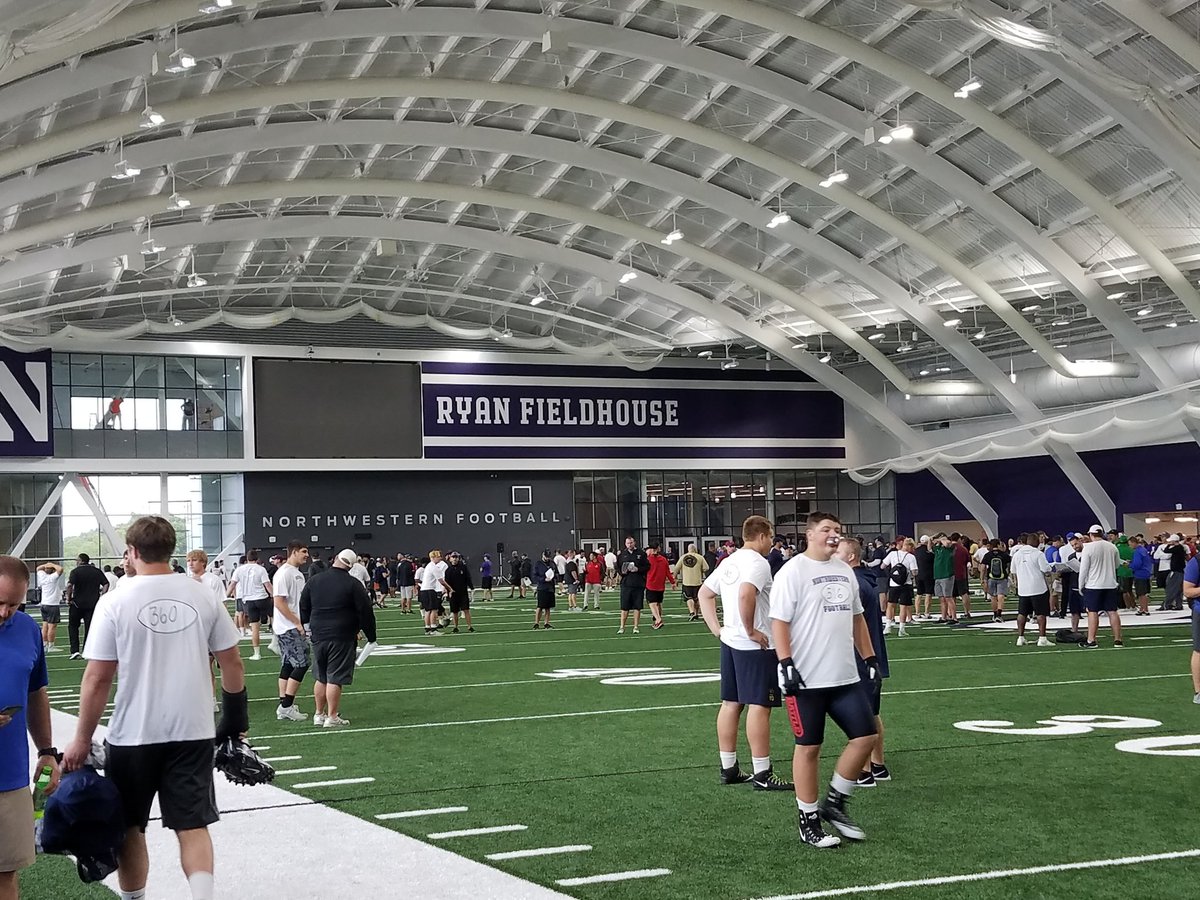 peters1355's tweet photo. Inside the beautiful Ryan Fieldhouse on the Northwestern Campus for the Pat Fitzgerald Chicagoland Football Camp.   Tiny Dancer playing on the loudspeakers... why? https://t.co/uDRq1jGxuw