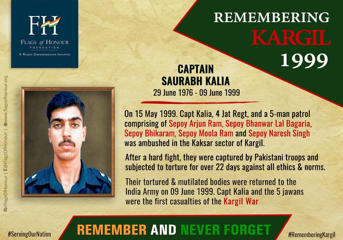 GridSchool's tweet photo. The School Grid remembers the Unsung heroes of the Indian army. Many like Captain. Saurabh Kalia have laid their lives to protect our country.Let’s remember them all today.. 
#kargilheroes #indianarmy #countryfirst #Servingournation #GreatIndia #IndiaStandsStrong https://t.co/fYpmPfXCh9