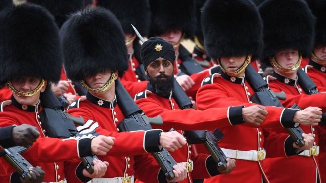 I can't describe how much I love this photo. Barriers be broken on so many levels. This is brilliant. #QueensBirthdayParade #TroopingtheColour #ColdstreamGuards #Army