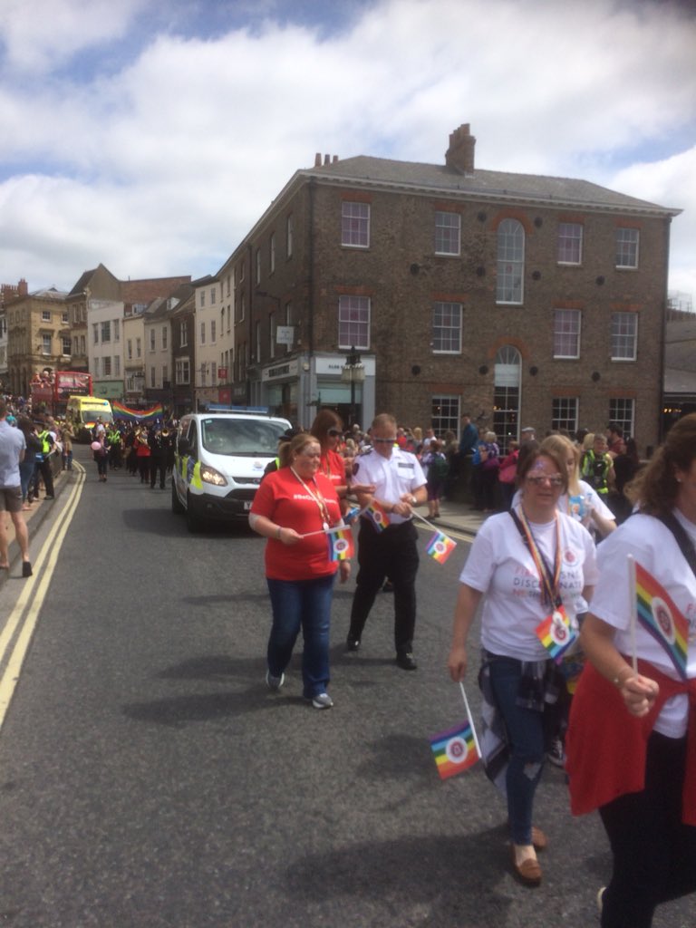 Amazing atmosphere with <a href="/NorthYorksFire/">North Yorkshire Fire & Rescue Service</a> leading the <a href="/YorkPride/">York Pride 🏳️‍🌈</a> parade..! #proud to be a part of #york #Pride2018 with <a href="/NYFRS_LGBT/">NYFRS_LGBT</a> #flagitup #YorkPride2018 #LGBTPrideMonth #LGBTQIA #NotJustFires #fire #firefighters