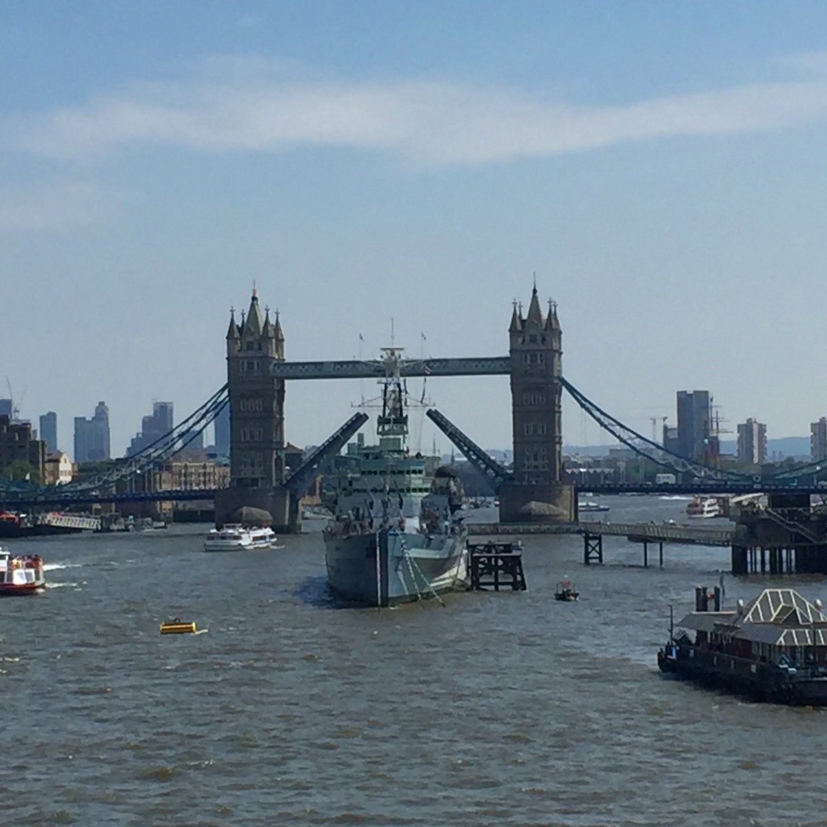 Tower Bridge opening to let ships upstream, #wanderlust #sunnyday #instalondon #instatravel #river #thames #londonsbest #london #londonlife #architecture #sky #skyporn #clouds #skyline #towerbridge #architecturephotography #ilovelondon #visitlondon 💂🏼‍♀️♥️📷📱