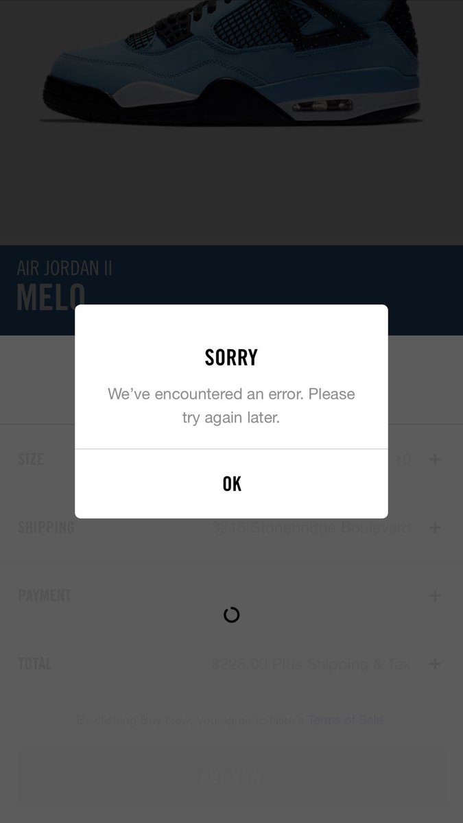 nike snkrs payment error