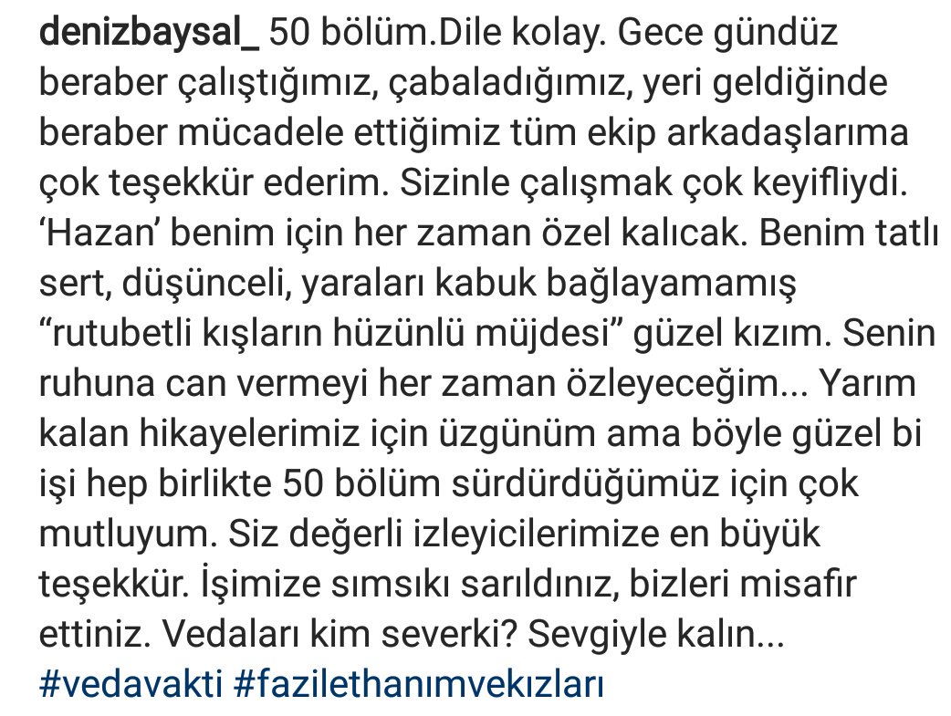 #DenizBaysal 'ın vedası.💎
Biz de sana çok teşekkür ederiz...❤

#vedavakti #fazilethanımvekızları #yağhaz