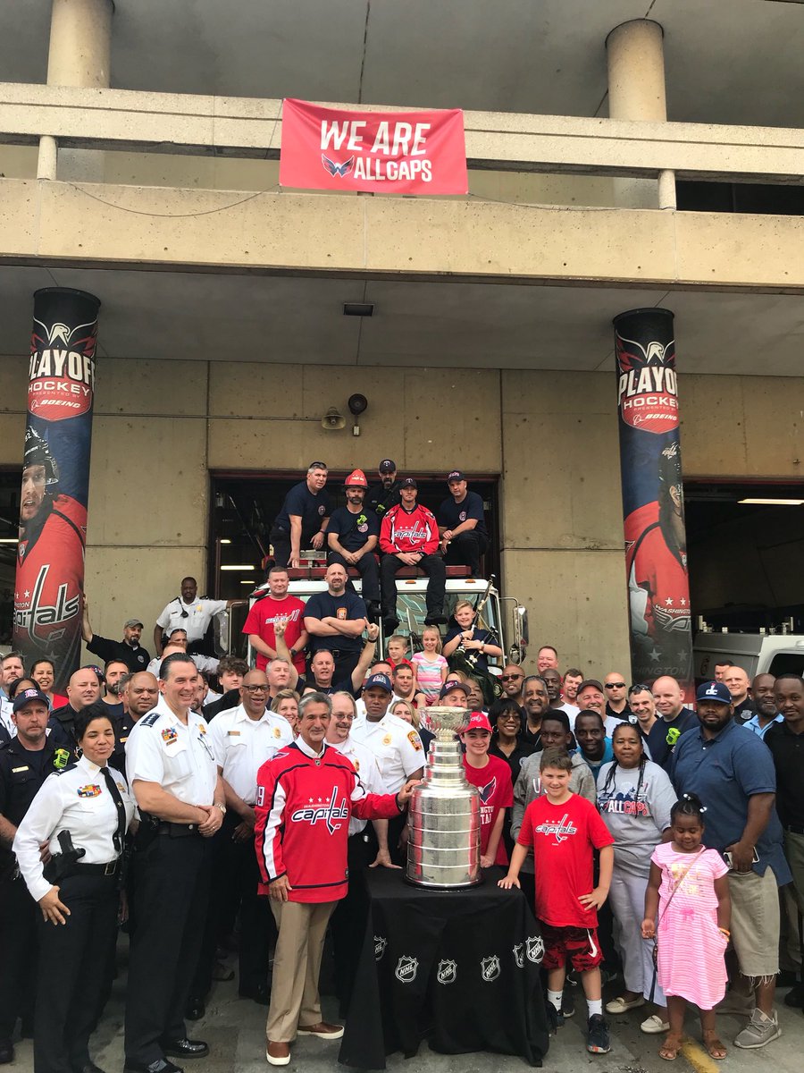TedLeonsis's tweet photo. Can never thank @dcfireems and @DCPoliceDept enough for all they do for us. Proud to make Engine Co 2 Rescue Squad 1 our very first stop with the @StanleyCup this morning. https://t.co/lMwqxCZHRm