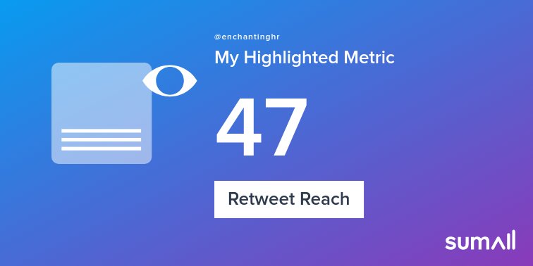 enchantinghr's tweet photo. My week on Twitter 🎉: 1 Retweet, 47 Retweet Reach. See yours with https://t.co/LC4tLzHj9M https://t.co/EYaUbtMqZj