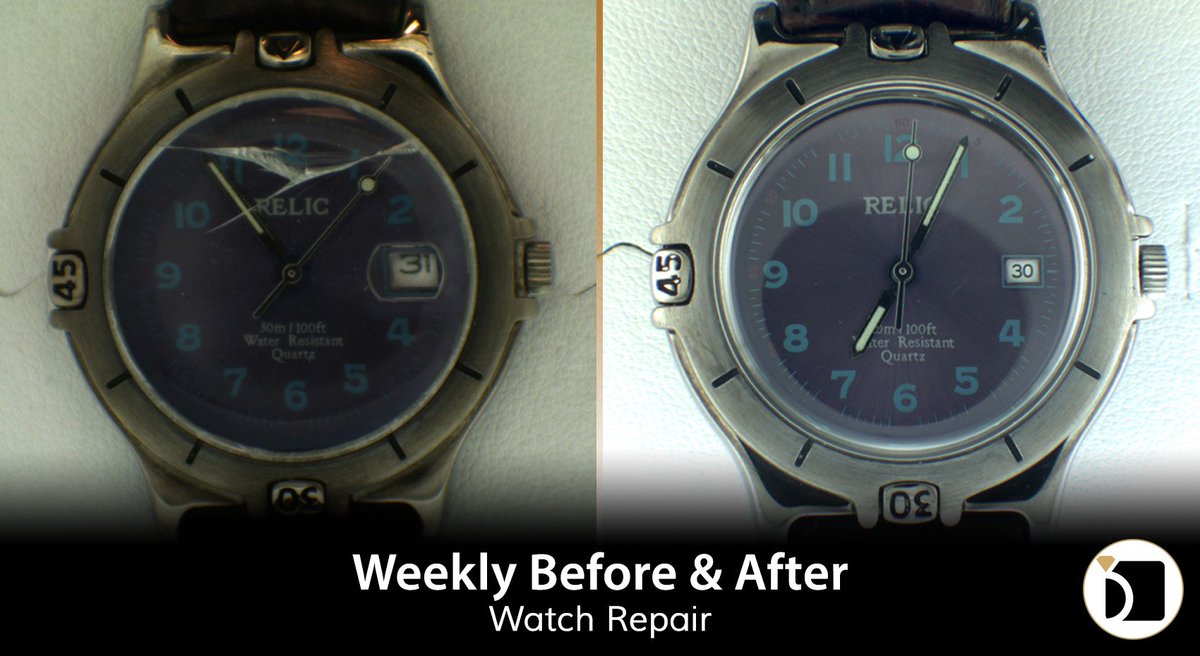 MyJewelryRepair's tweet photo. A #Relic #Watch with a damaged crystal is the focus of this edition of the #WeeklyBeforeAfter β
https://t.co/O9AMUtNvCq https://t.co/aV29lbXtEm