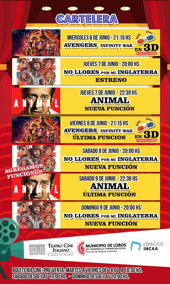 TurismoLobos's tweet photo. #BuenSabado los esperamos este finde en #Lobos! Vení a disfrutar!
#cine #teatro #TeatroCineItaliano #Guiada #patrimonio #Historia #Conocer #Naturaleza #Teatro #Artesanos #Laguna #OtoñoEnLobos #Lobos #SentiLobos #LobosSosVos #ExperienciaLobos #travel #instagood @TurismoPBA https://t.co/DMTEe2b0SA