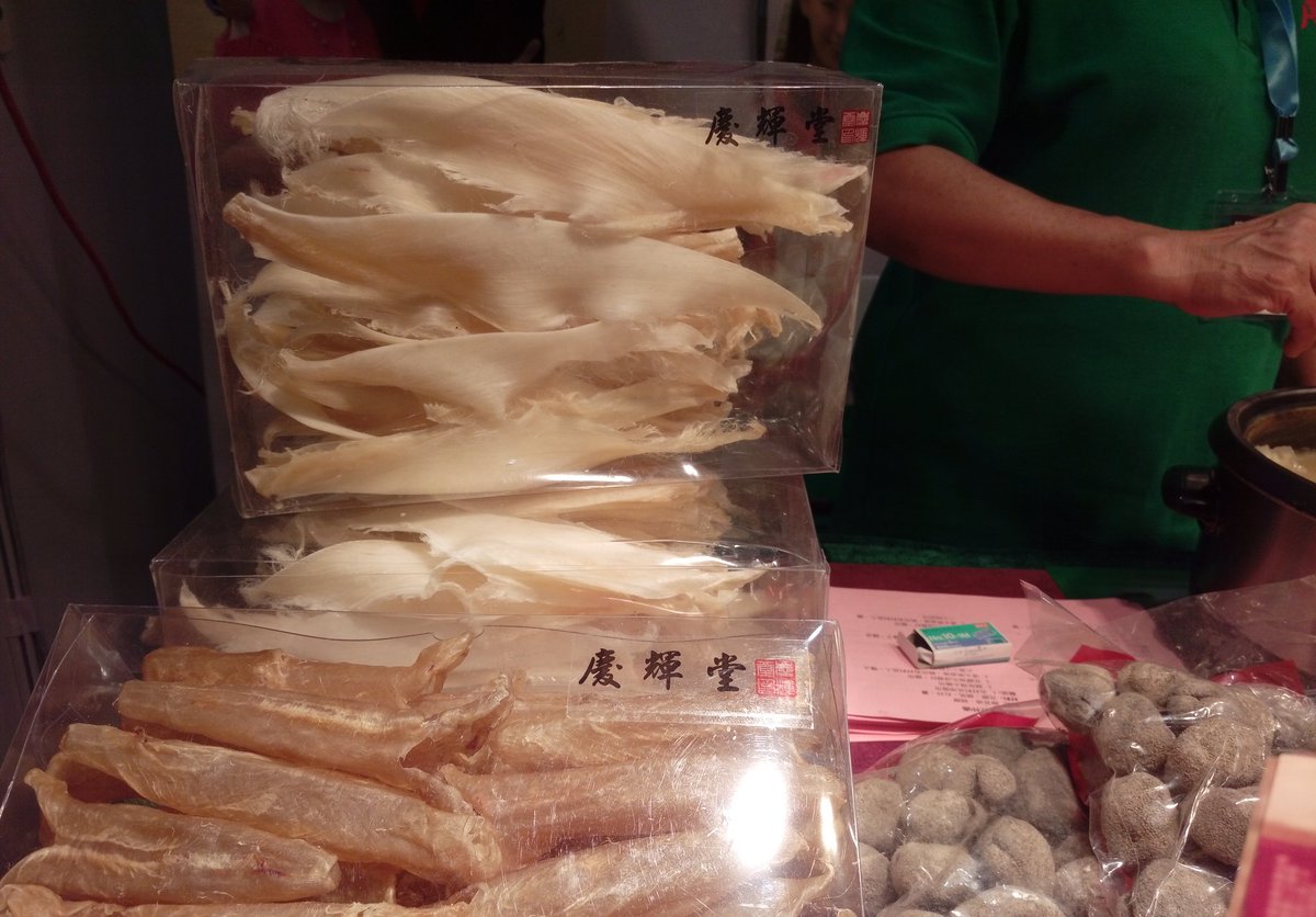 the_big_bother's tweet photo. Next animal up for sale at the 'Health Expo 2018' was #sharkfin. Proudly displayed in several stalls, we spoke to two ladies as they stirred a large vat filled with sea creatures. They we selling full fins and cartilaginous off-cuts, alongside #fishmaws. #wildlifetrade https://t.co/TpTHFiNc5a