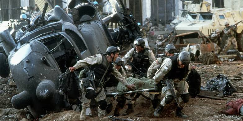 Black Hawk Down (2001)- another dad fave which also became one of mine- soldiers try to survive while waiting for back up- "Good luck, boys. Be careful. Nobody gets left behind."- funny scenes