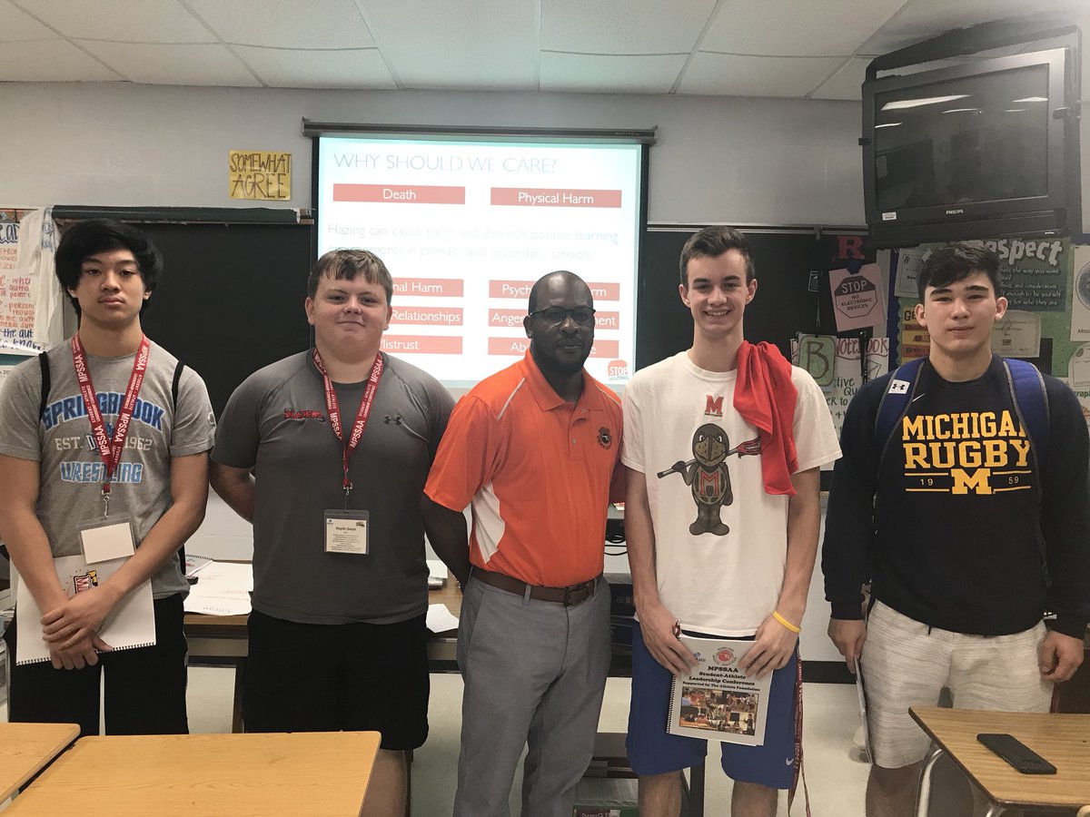 MCPSAthletics's tweet photo. @MCPSAthletics student athletes participating in @MPSSAA_Org empowering session on hidden harms of bullying &amp; hazing &amp; how to create anti-hazing culture on &amp; off field. Thanks @WlhFootball for presenting! #RAISE #stophazing. @RHSRamsAD @BlairAthletics @BrookSports @DawgsSports https://t.co/Wbd0HZZvJ9