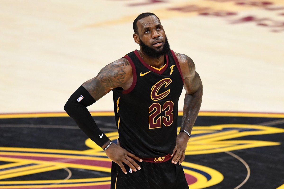 BKlipp's tweet photo. @triplebszn the moment lebron got swept for the second time in the finals vs. MJ getting swept 
great vs. goat https://t.co/WHcdJwpPIA