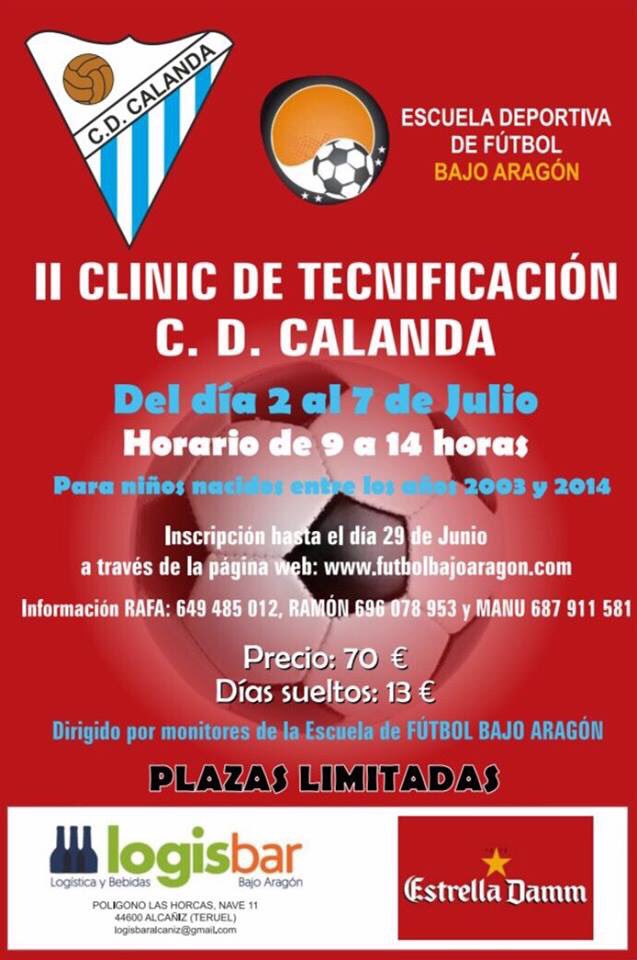 Presentacion del campus del CD CALANDA, inscripciones abiertas