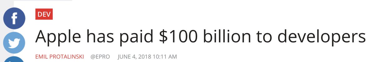 chrisfralic's tweet photo. The Apple App Store was announced 10 years ago today. 

This week Apple passed $100 Billion paid out to developers so far. https://t.co/N4k3plk9Al
