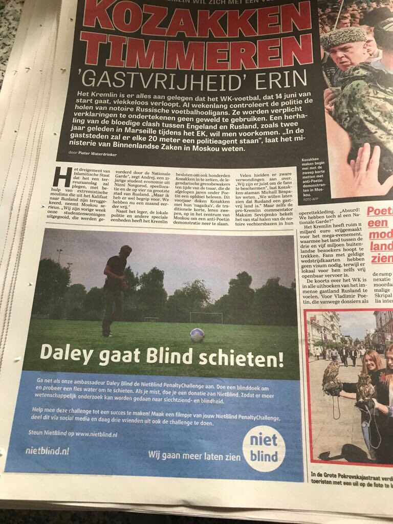 NietBlind's tweet photo. De #PenaltyChallenge haalt ook het nieuws! Help ons, net als deze BN’ers, aan naamsbekendheid en zorg ervoor dat jij ook meer kunt laten zien! #GoedBezig #NietBlind https://t.co/QjFAf5EDOX https://t.co/iKEDRjqgLC