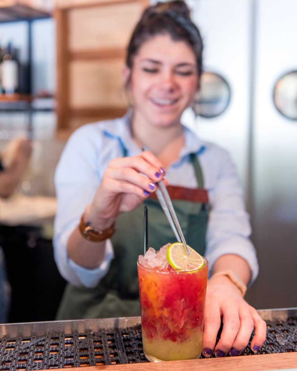And with one final garnish, your Vampiro cocktail is served! Made with agave, beet, carrot, grapefruit and lime, this is a brunch cocktail worthy of daydreams. #HoustonBrunch #MontroseHTX