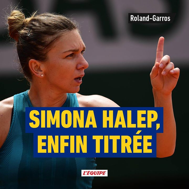 lequipe's tweet photo. Simona Halep remporte son premier titre de Grand Chelem https://t.co/8NSkH5sFGH https://t.co/npiG1owdIY