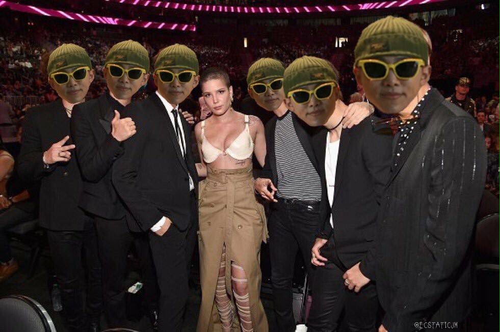 jeonierals's tweet photo. when namjoon asked armys to edit him in with halsey you all crackheads did this #ArmyRewind @BTS_twt https://t.co/09UsePCyUy