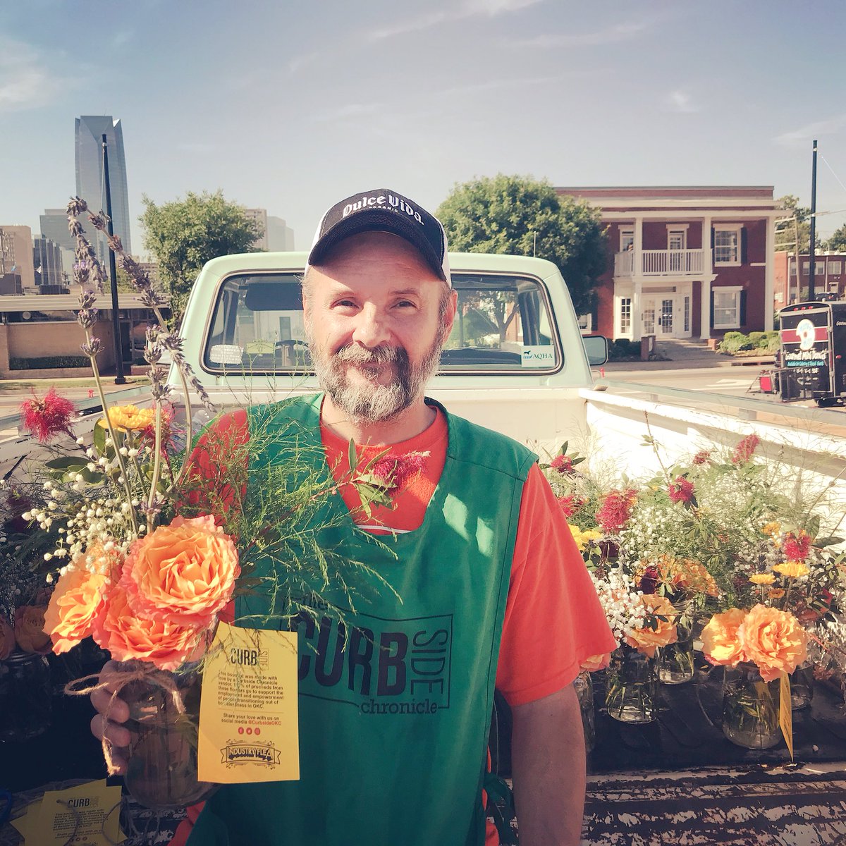 Chazzi is out selling fresh flowers + magazines <a href="/IndustryFlea/">Industry Flea</a> today from 9AM-3PM! 🌼🌿🌼🌿 Stop by and snag a beautiful bouquet - handpicked and assembled by our vendors - for your enjoyment! #CurbsideOKC #flowerpower #endhomelessness