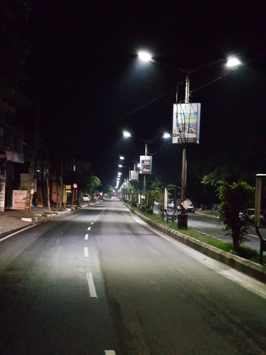 Whitefield Main Road with LED lights! Ward 84 Corporator got special funds from the Mayor to make this happen. 

So happy to see this! Small things. We delight in small things.