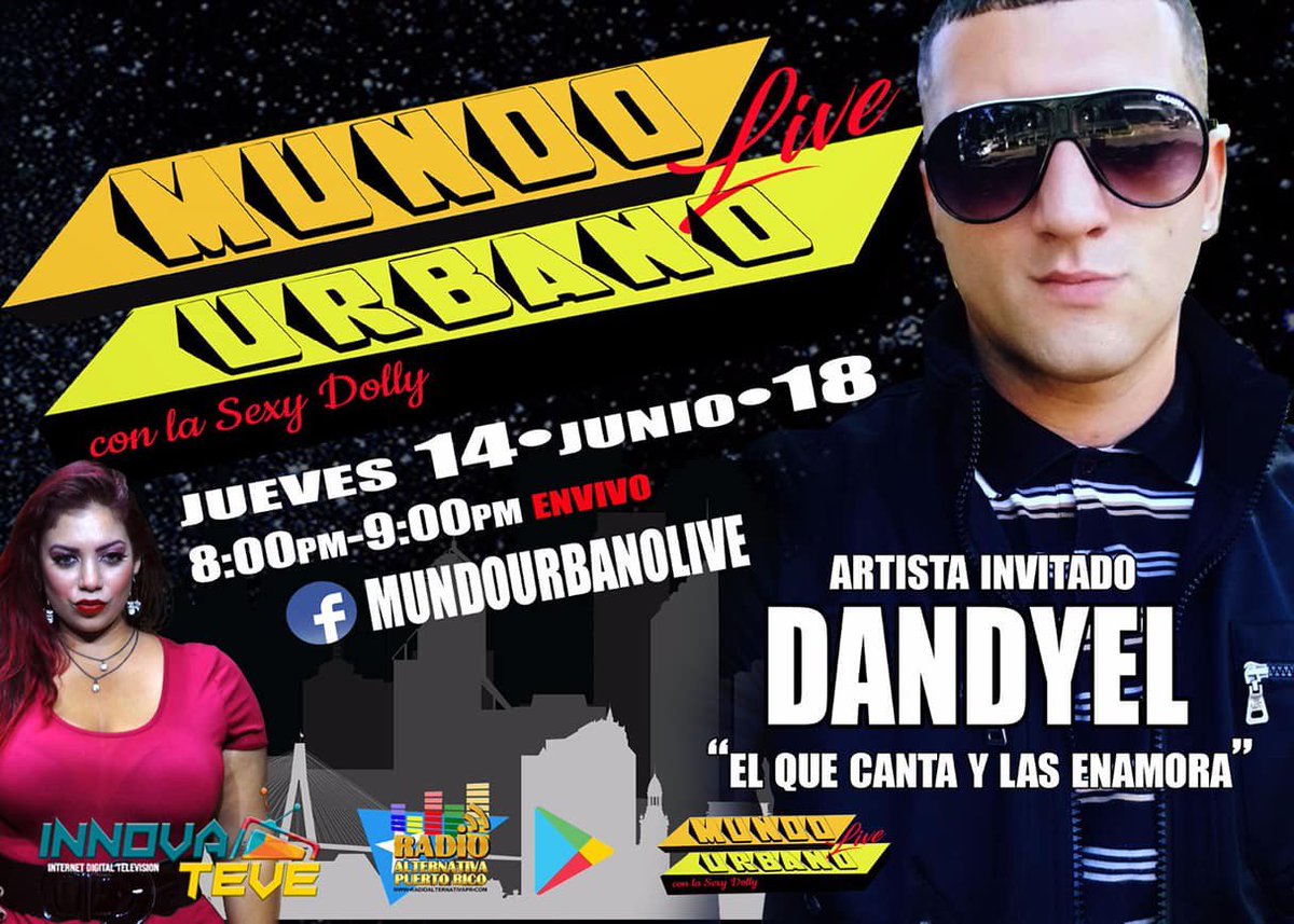 Dandyel_LM's tweet photo. Saludos mi Gente!!!! Pendientes a #MundoUrbanoLive y #InnovaTeve este 14 de Junio de 8pm a 9pm en vivo con una entrevista y estaremos hablando un poco de mis nuevos proyectos musicales #Dandyel #ElQueCantaYLasEnamora https://t.co/xSjFxLvTEI