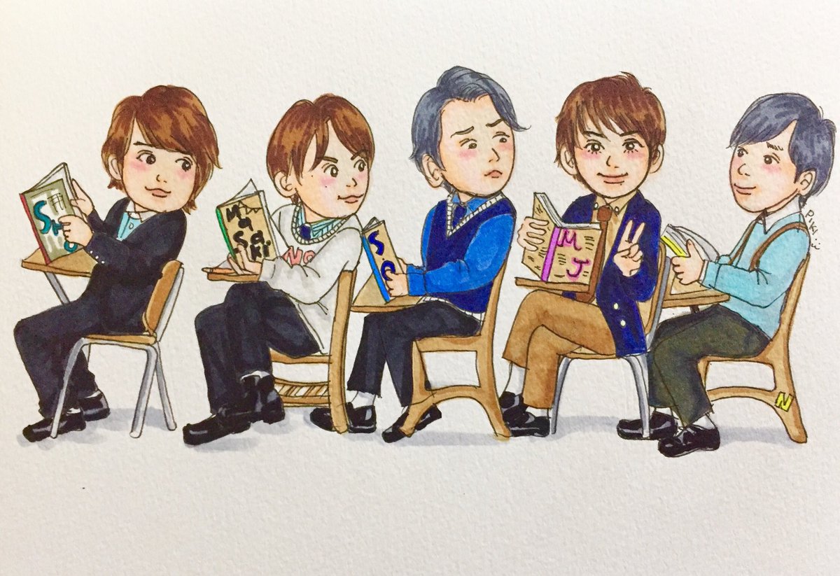 Piki W No Twitter 久々ゴコイチイラスト完成 おやすみなさい ɢᵒᵒᵈ ɴⁱᵍʰᵗ 嵐イラスト 嵐 大野智 櫻井翔 相葉雅紀 二宮和也 松本潤