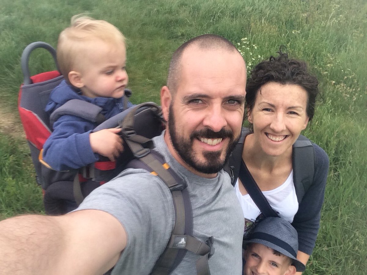 Jamieclarkuk's tweet image. Great time watching for dolphins at #kimmeridge #dorset, misty views of #jurassiccoast, Countryside views and daddy’s receading hairline!