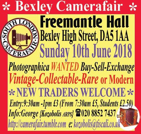 I Attention all photographers, photographic collectors, students etc etc Bexley Camerafair on tomorrow 10th June. Lots of bargains for everyone. Bring your unwanted equipment to sell or part exchange.