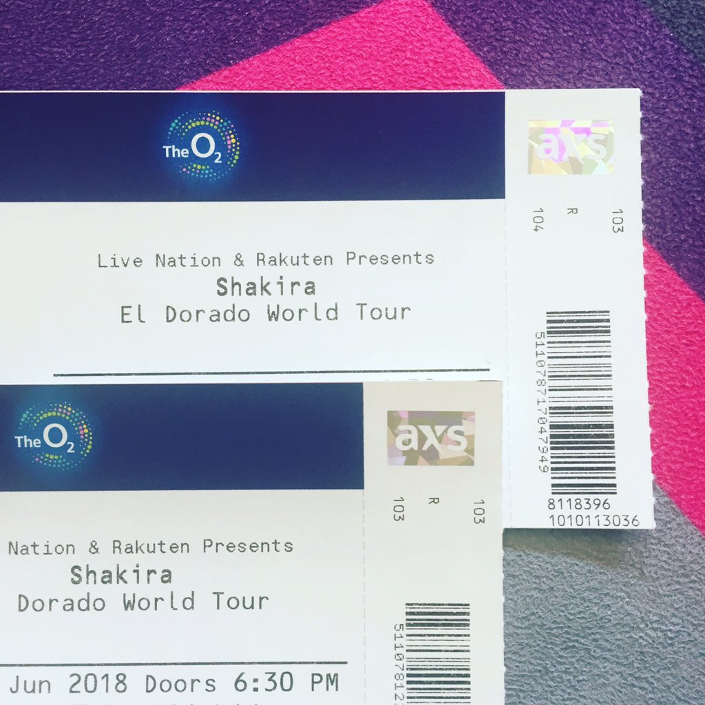 Shakira tickets have arrived! So excited to see her next week! It will be the third tour I've been to and it sounds like it will be one of the best! #shakira #ElDoradoWorldTour