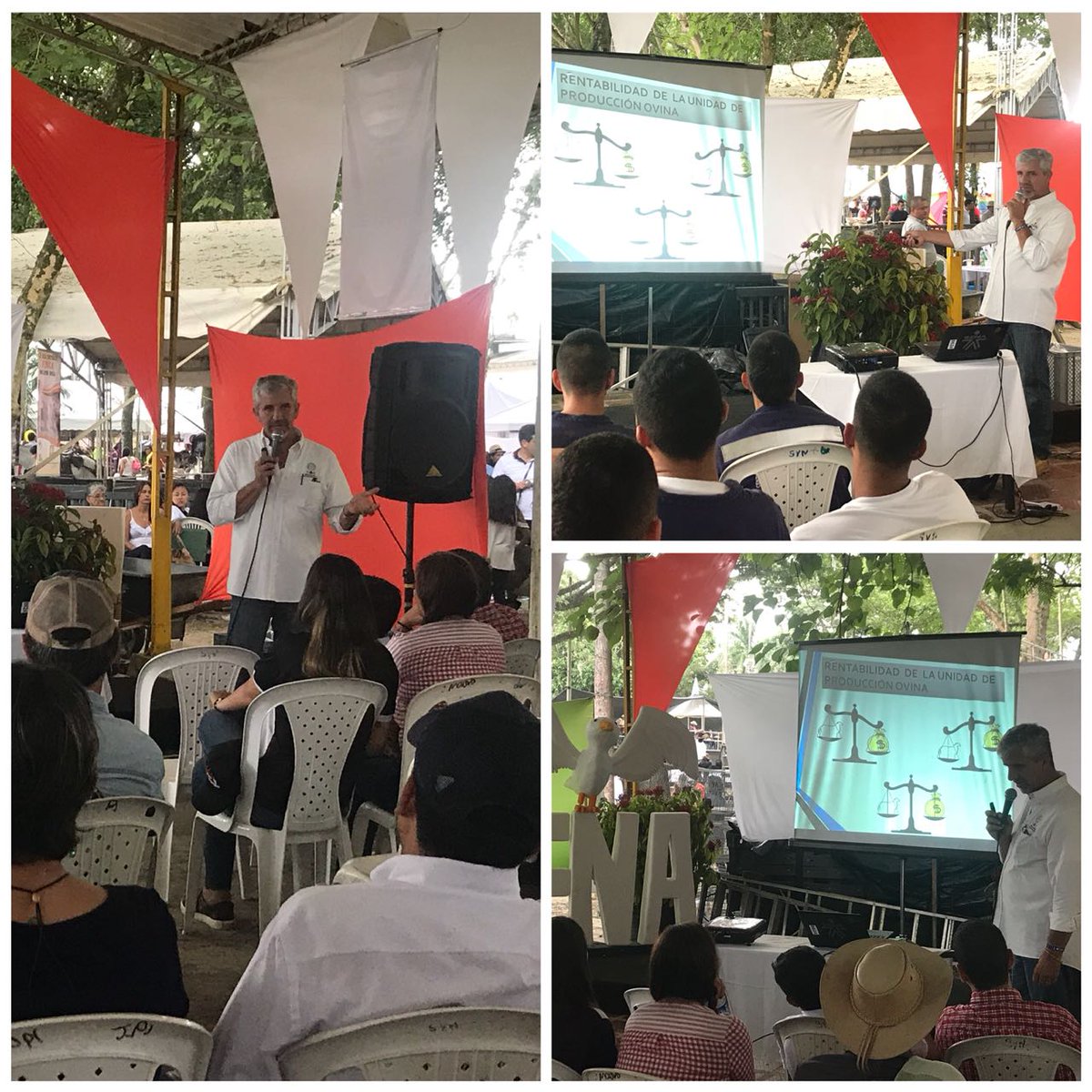 GermansSuarez's tweet photo. En este momento Alejandro Ferrer, médico veterinario y juez internacional de ovinos de la ciudad de México, habla sobre producción ovina en nuestro pabellón de especies menores. #FeriadeTuluá #SENACLEM #Internacional @SENAComunica @ctrujillosena https://t.co/YHAr3hSLTO