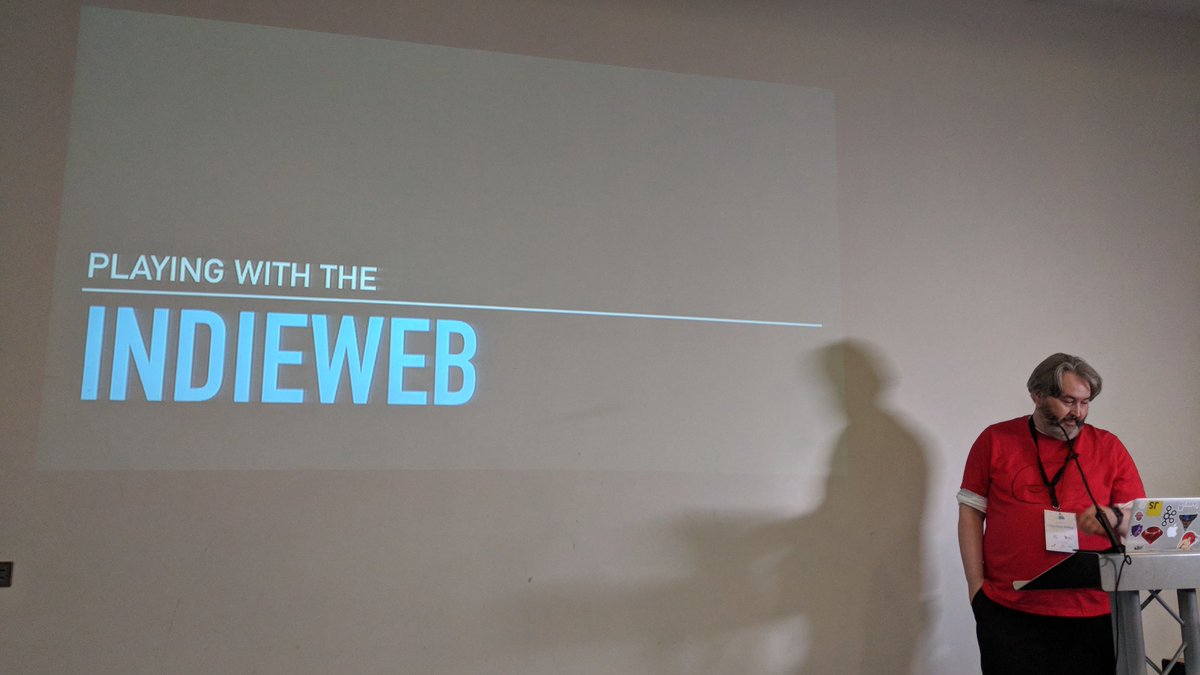 Stephen Rushe presenting about the IndieWeb