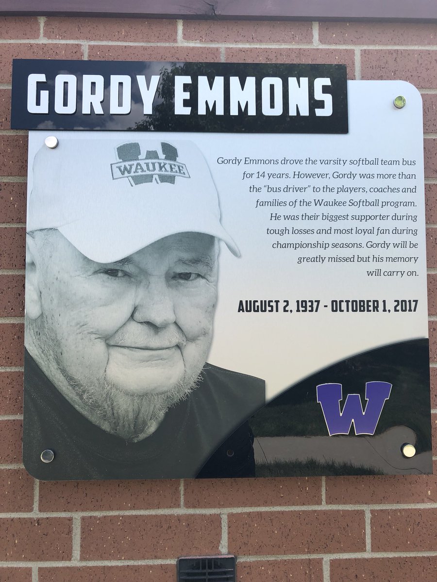 WaukeeSoftball's tweet photo. Special tribute to a special guy! Always taught us to take softball and life one game at a time! https://t.co/9pVw6hMAFm