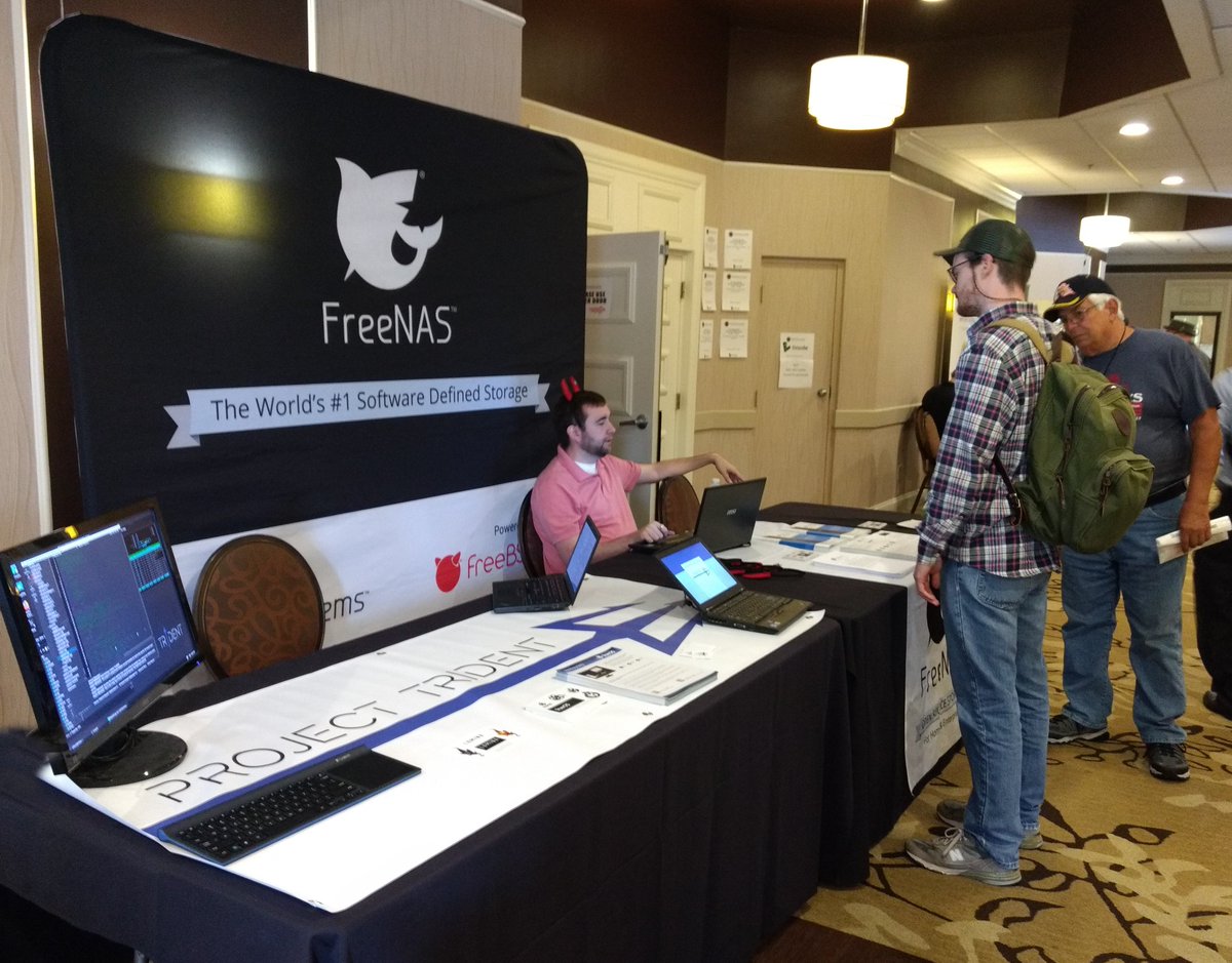 TrueNAS's tweet photo. Drop by the #iXsystems booth at @SELinuxFest to learn more about #TrueNAS, #FreeNAS, and @trueos' new project, #ProjectTrident! Make sure to ask our staff about the FreeNAS Mini raffle and pick up some daemon horns! #iXMag #OpenSource #SELF2018 https://t.co/cDKqN8H4uV