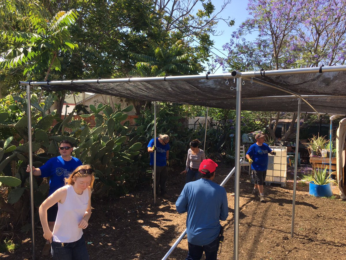 Looking for a place to be outside but want to escape the sun? So were our fruits &amp; veggies. Thanks to awesome volunteers from <a href="/missioncontinue/">The Mission Continues</a> the WLI GRoW Community Garden is being transformed today. #thankyou #WCLO #WattsIsWorthIt