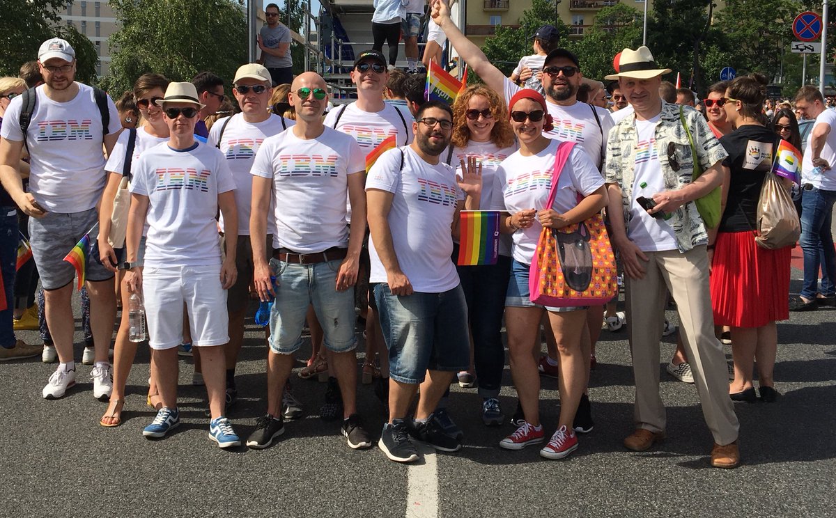 BeatAmaR's tweet photo. Happy and diverse crowd from @IBM marching for equality. Thank you for being with us today at #paradarownosci #InclusiveIBM @IBMJobsCEE https://t.co/80VpwIKXwO