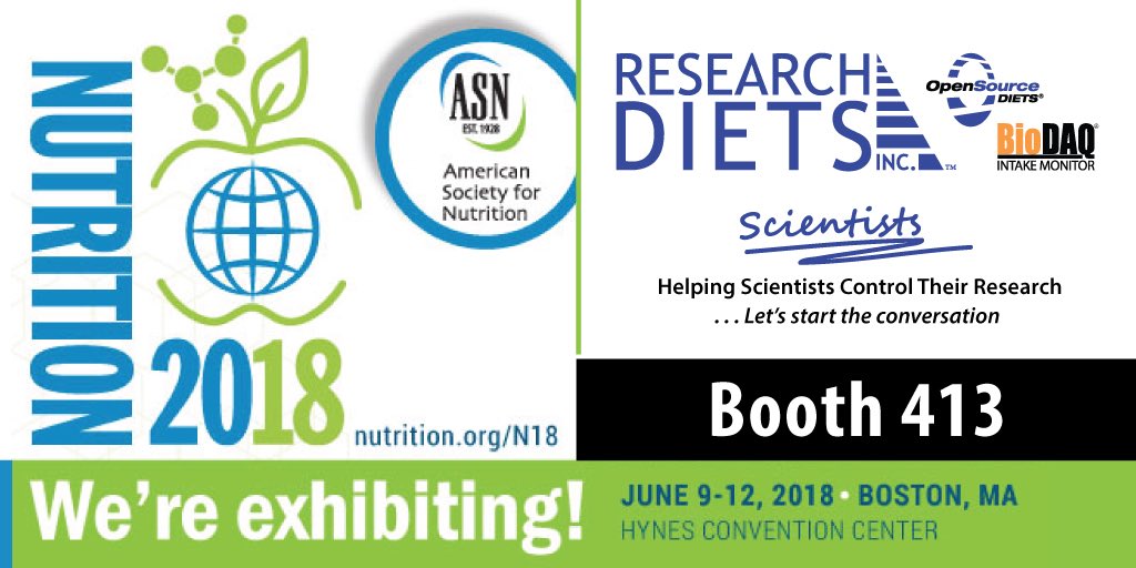 ResearchDiets's tweet photo. Stop Research Diets booth 413 for some wicked good conversation about your research! #nutrition2018 @nutritionorg #opensourcediets #animalresearch https://t.co/CpeefkbJRR