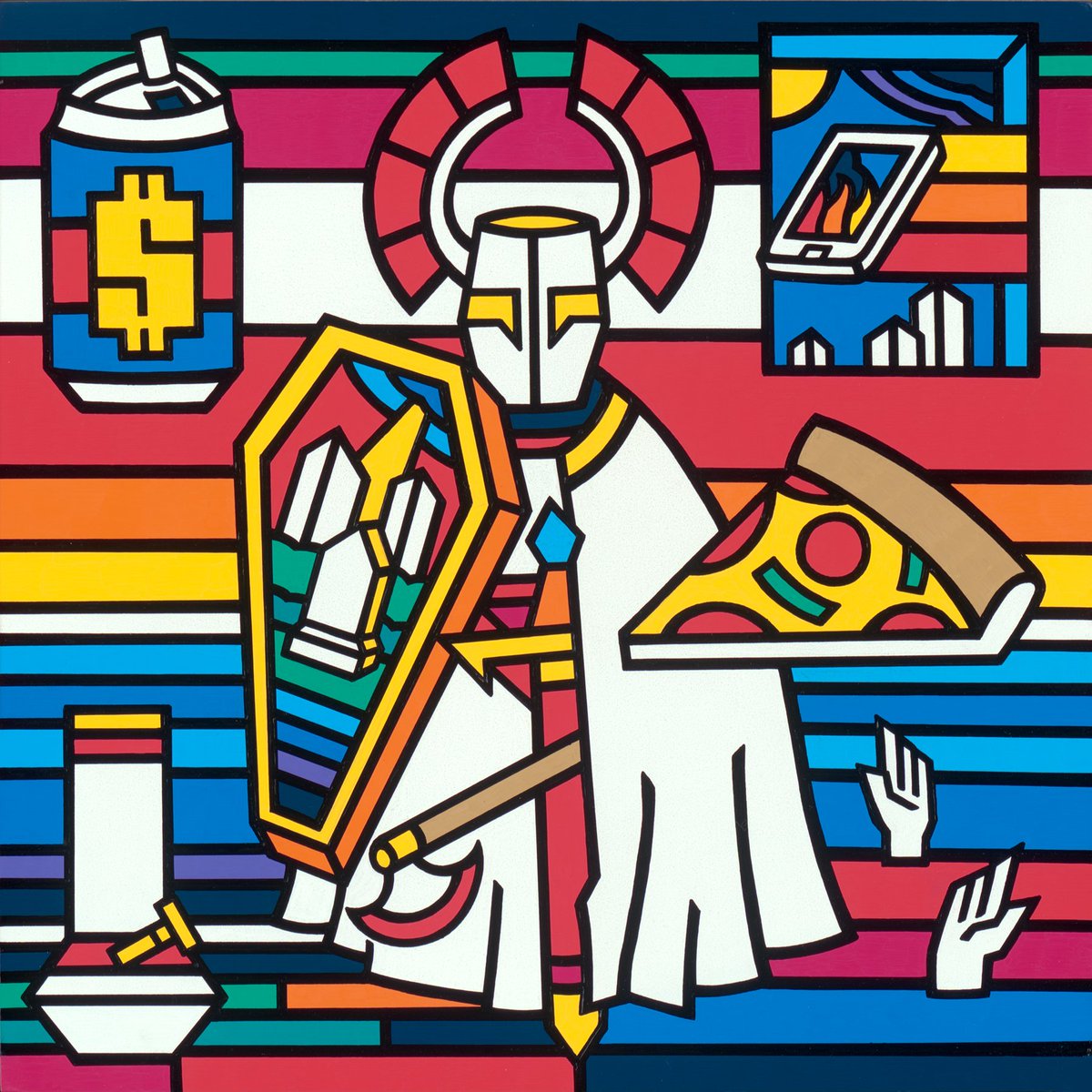 HomelessCop's tweet image. Centurion (12 x 12 oil) 2017 #beer #pizza #420 #death