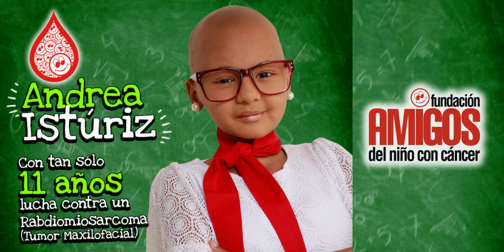 fninoscancer's tweet photo. Andrea,  de 11 años,  fue diagnosticada con un tumor maxilo-facial. Con tu pequeño aporte de #GotasdeAyuda puedes hacer mucho para su tratamiento. https://t.co/bHr2VswG80 https://t.co/VciGa42GvG