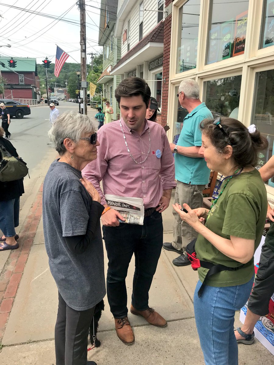 GarethRhodes's tweet photo. Livingston Manor’s #TroutParade is an annual celebration that is not to be missed. If you’re here, make sure to pick up a Rhodes For Congress 🐟 button (which goes nicely w the 🐟🐟 beads) and the June copy of the @manorink! #NY19 #RhodesTrip 🚍🛣🇺🇸 https://t.co/PUrpMmFegP
